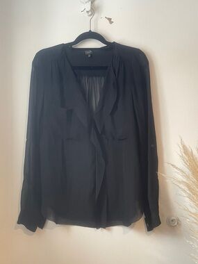 T Babaton 100% Silk Black Sheer Blouse Sz S B125